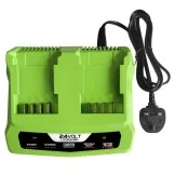 For GreenWorks 24V Dual Port Li-ion Battery Charger Replacement (Color: Green - Plug Type: UK)